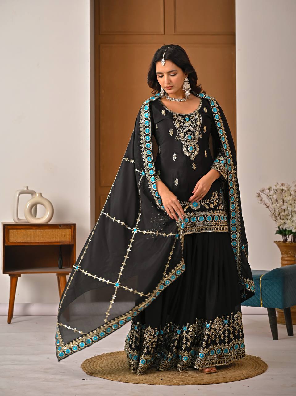 Zareen Vichitra Silk Sharara Set