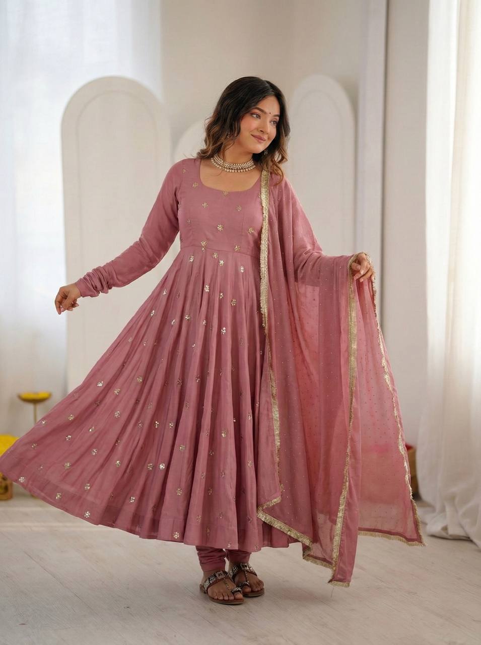 Ravelya Roman Silk Flair Suit Set
