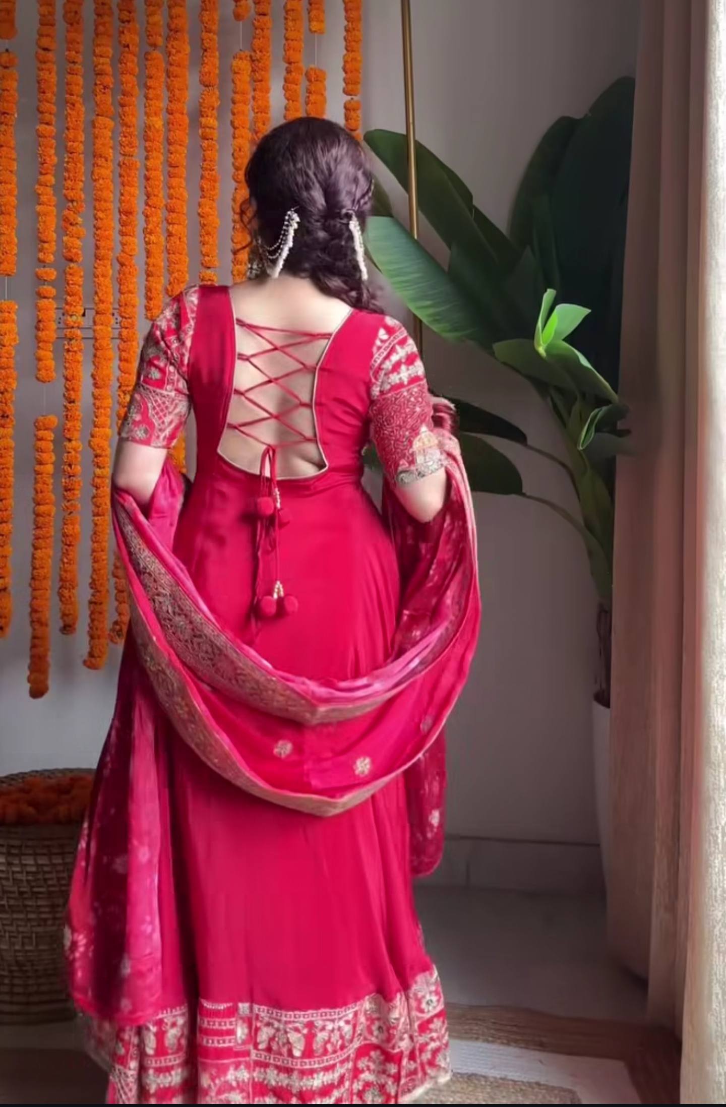 Solene Red Wedding Wear Anarkali Suit Set