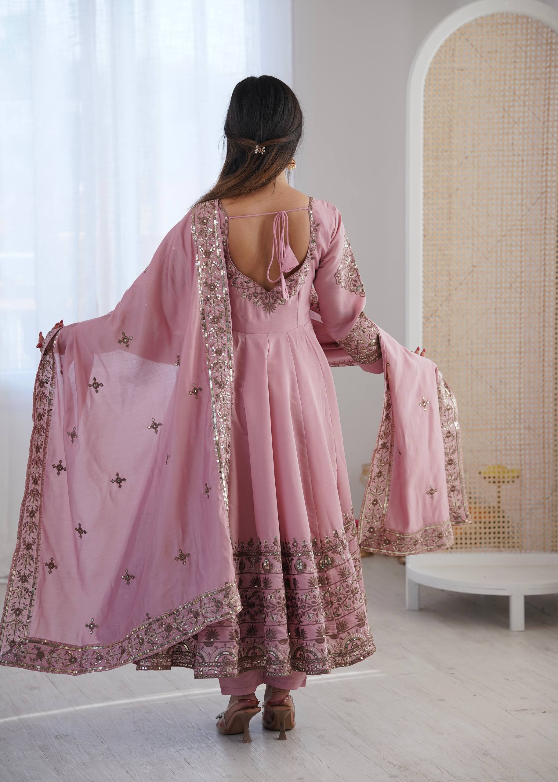 Aarohi Royal Roman Silk Gown Set