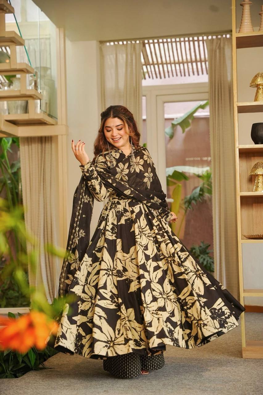Myra Maslin Cotton Digital Print Anarkali Set