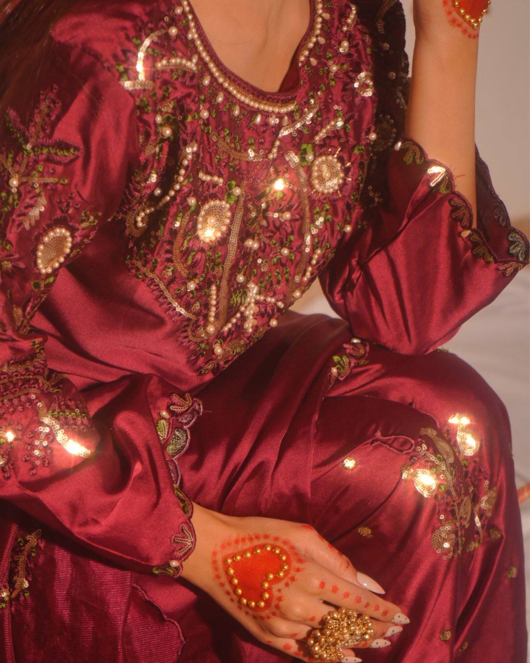 Alina Japan Satin Embroidered Farshi Set