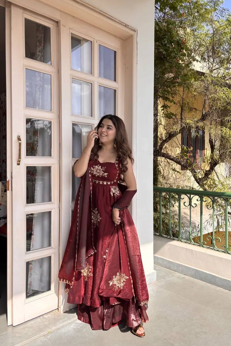Premium Anarkali Jali Plazo Set