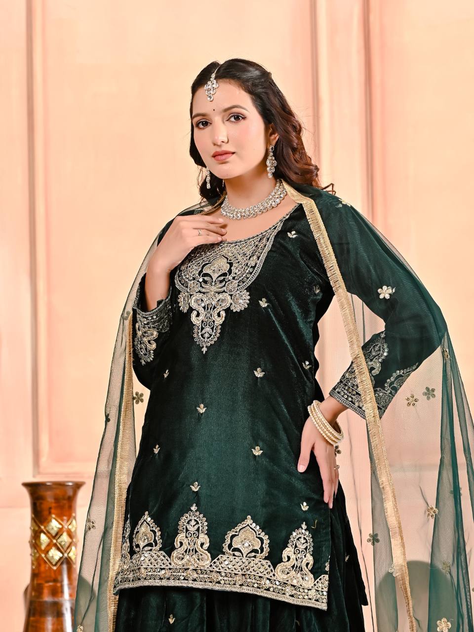 Velmira Velvet Sequence Sharara Set