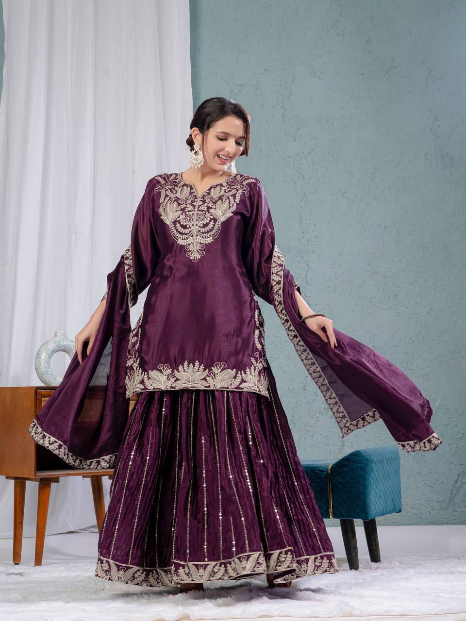 Zarevia Chinnon Code Sharara Set