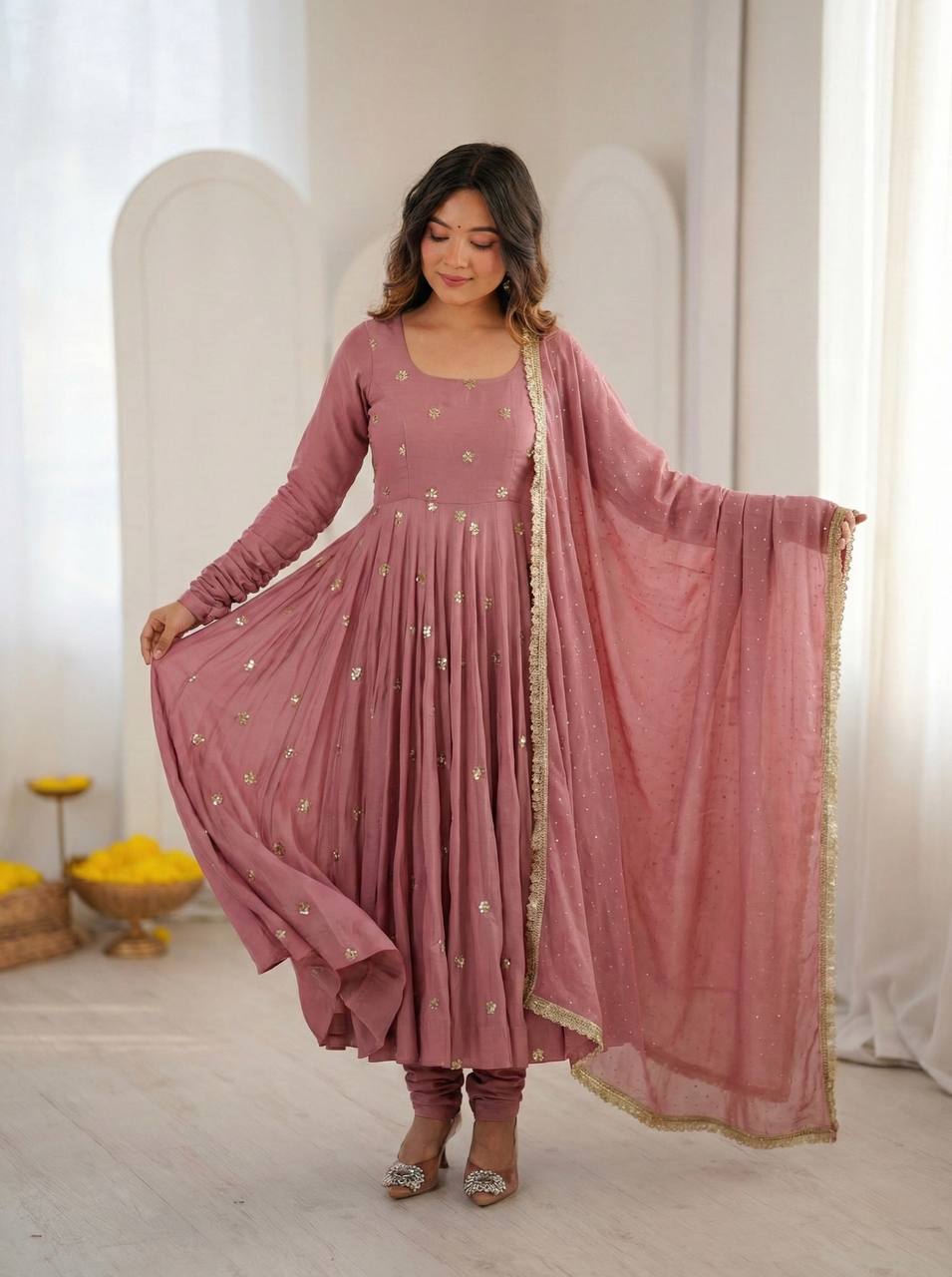 Ravelya Roman Silk Flair Suit Set