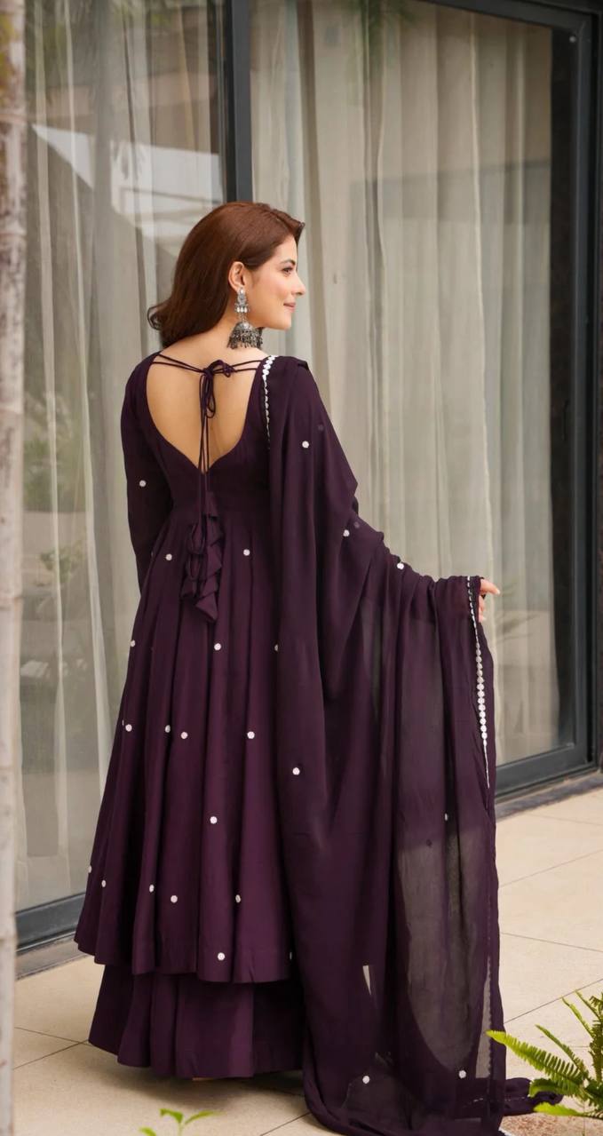 MAHIRA WINE ANARKALI SUIT SET