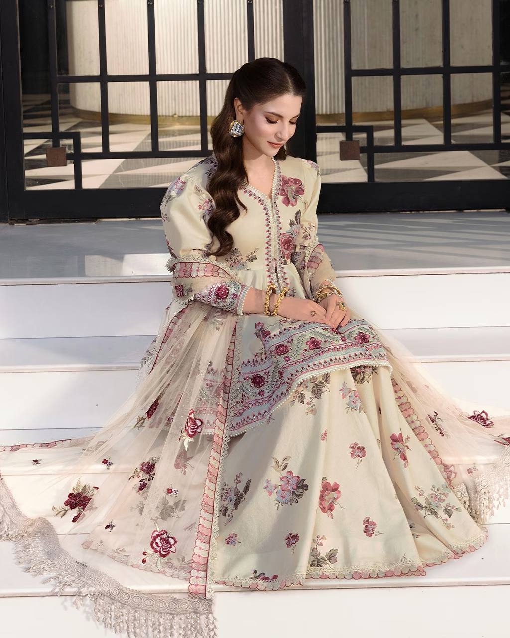 Avni Graceful Ivory Sharara Set
