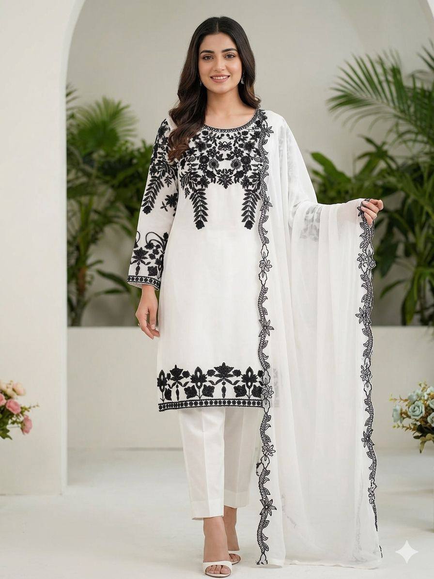 Aarohi Noir Floral Embroidered Suit Set