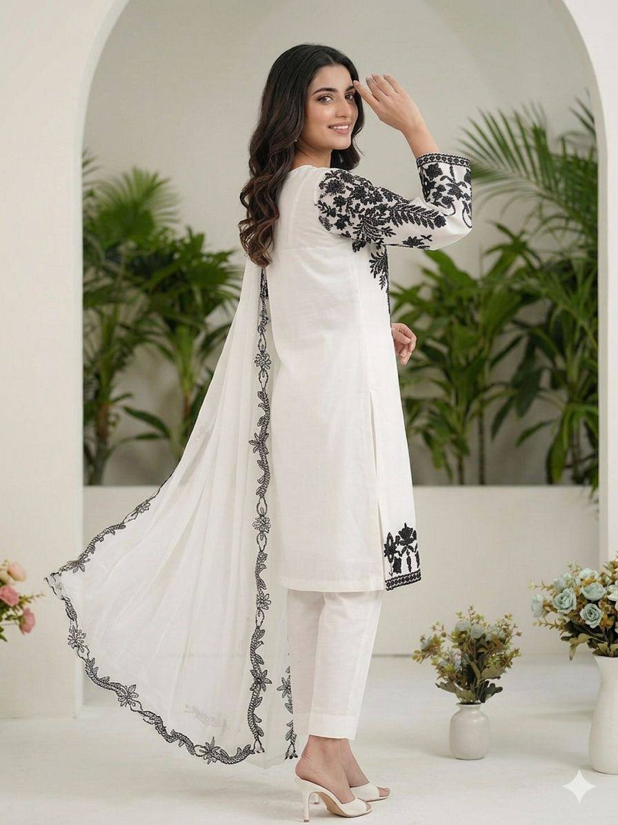 Aarohi Noir Floral Embroidered Suit Set