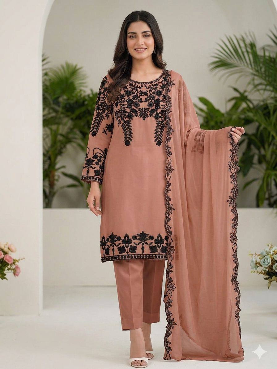 Aarohi Noir Floral Embroidered Suit Set