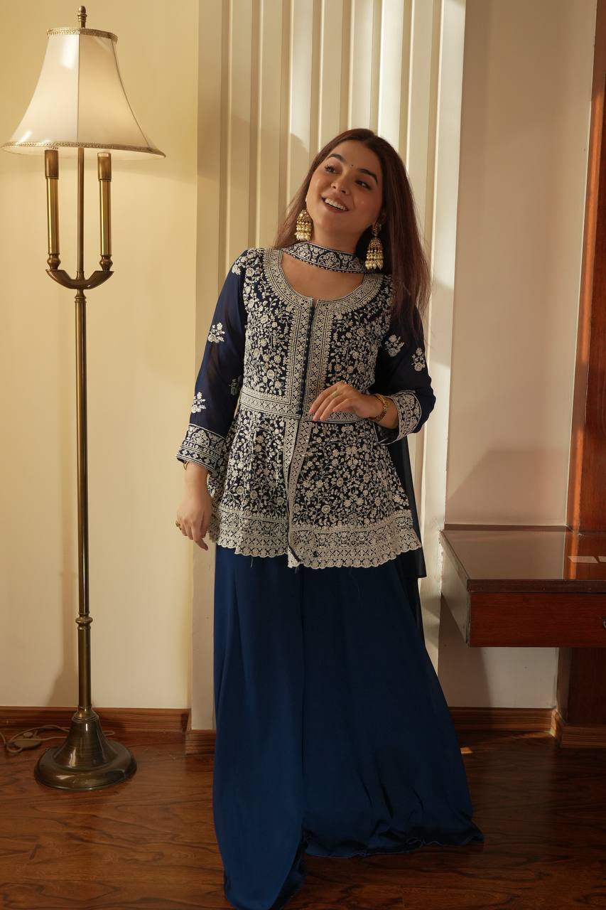 Royal Dual Tone Georgette Sharara Set