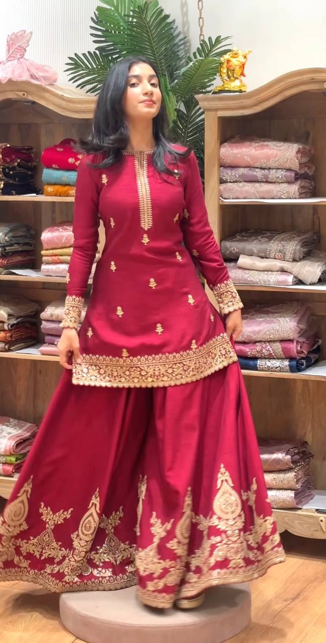 Elviana Thread Luxe Sharara Set