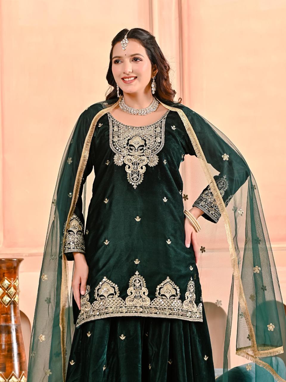 Velmira Velvet Sequence Sharara Set