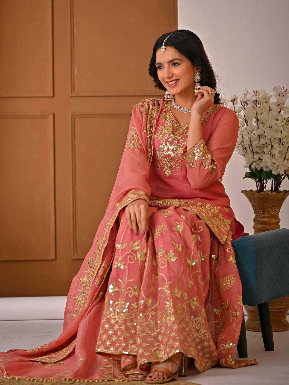 Zynira Crunchy Silk Sharara Set