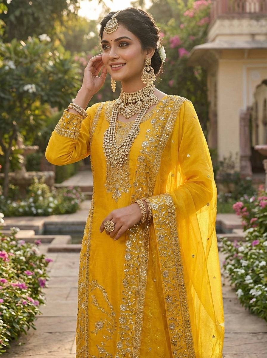 Azeera GMY Silk Sequence Palazzo Set