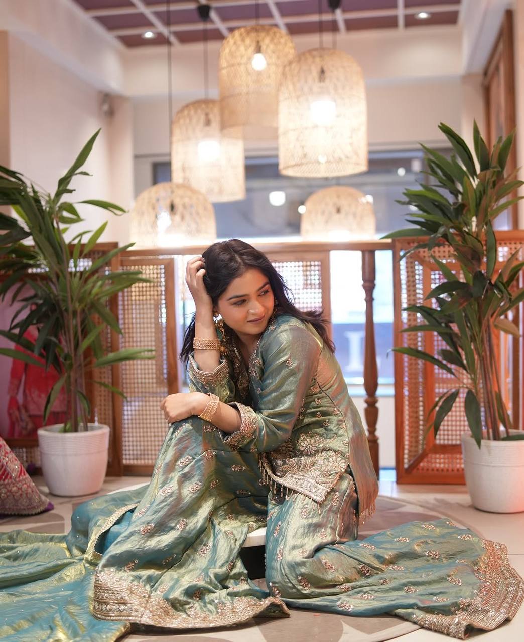 Zorevia Fendy Silk Royal Sharara Set