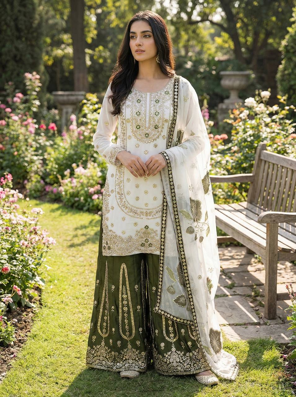 Zenvika gmy Silk Fusion Palazzo Set