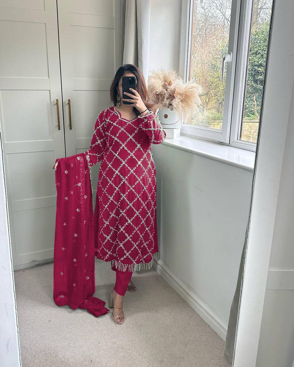 Aarohi Fox Georgette Handwork Suit Set