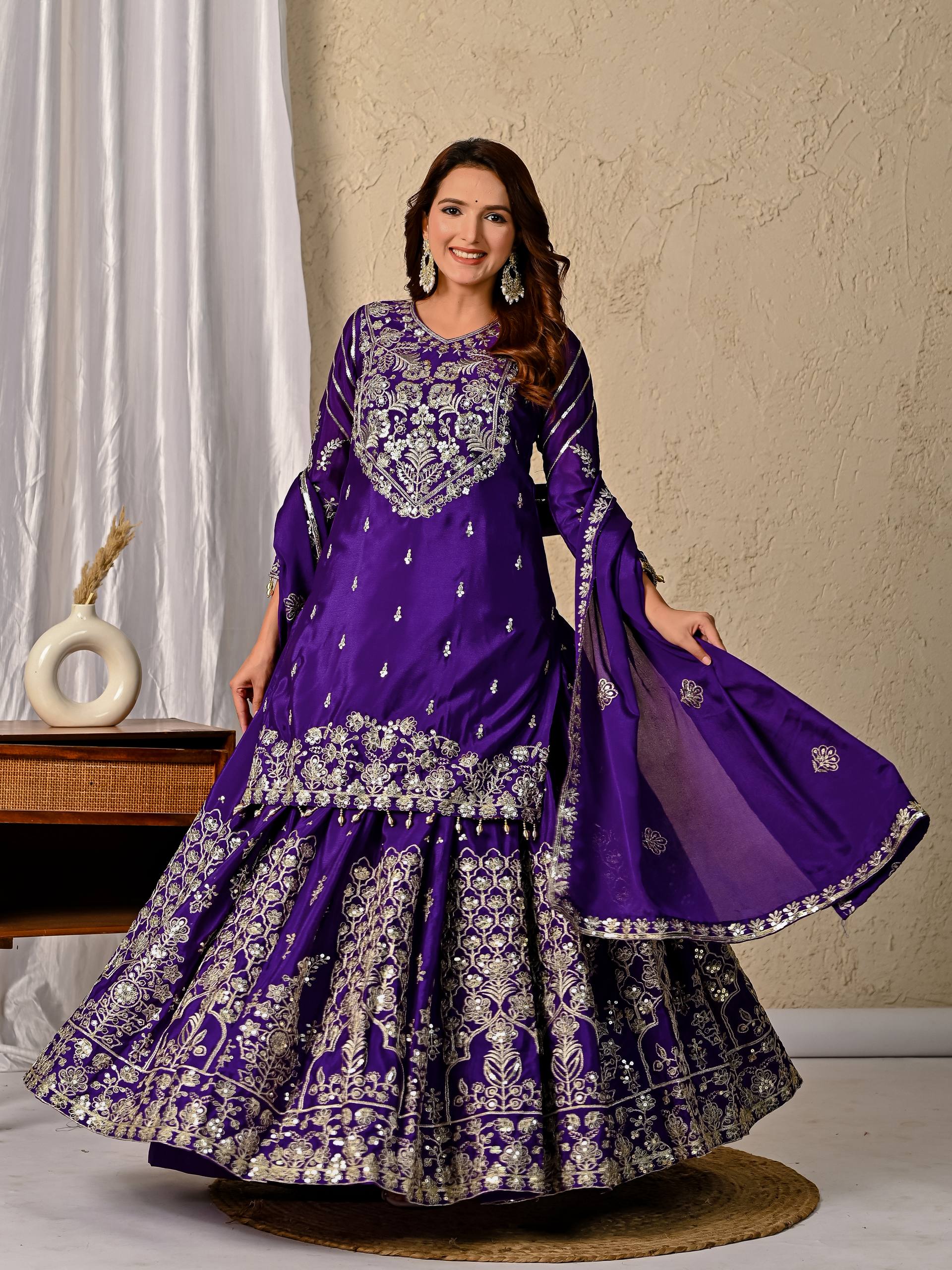 Azelra Chinnon Zari Lehenga Set
