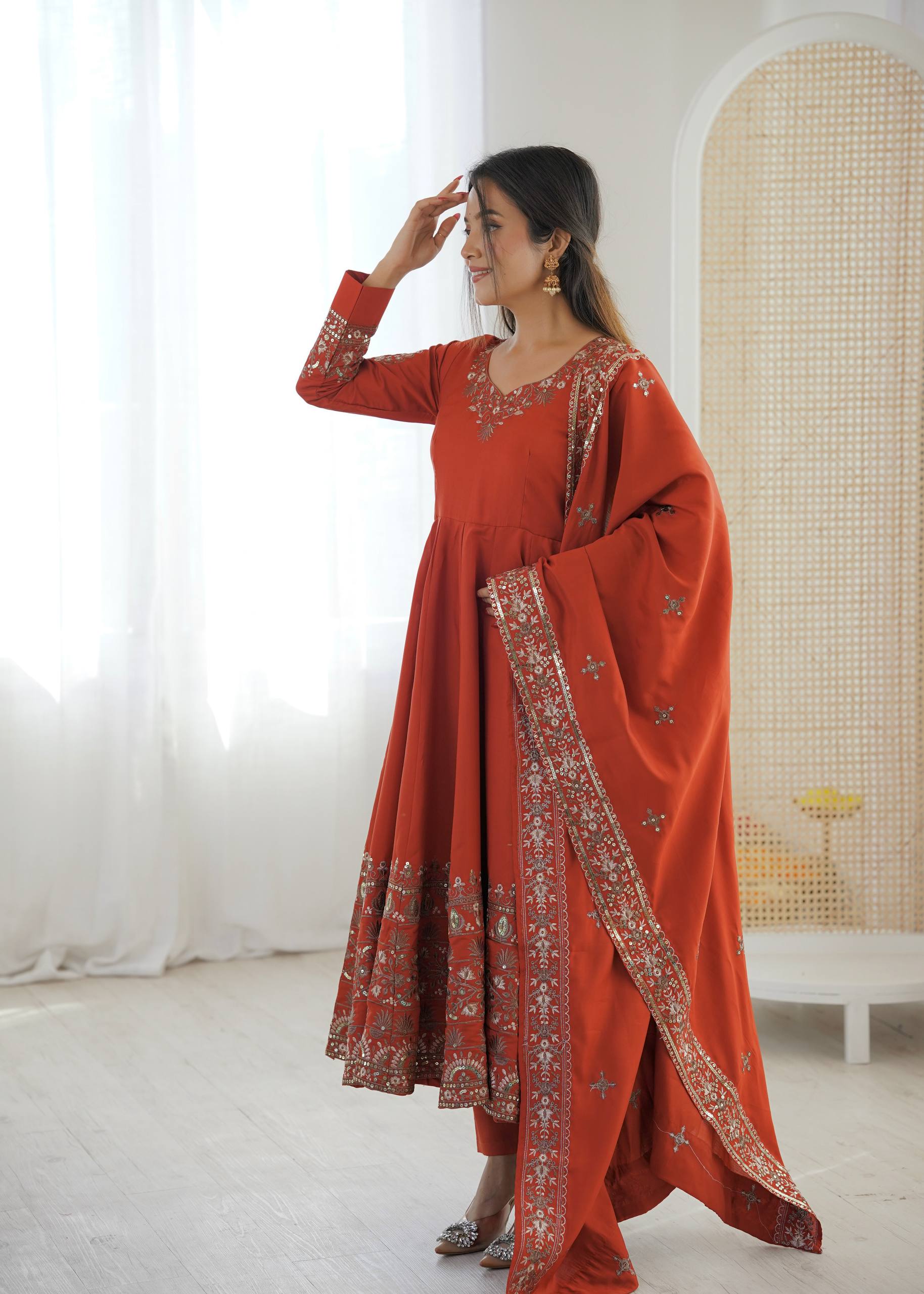 Aarohi Royal Roman Silk Gown Set