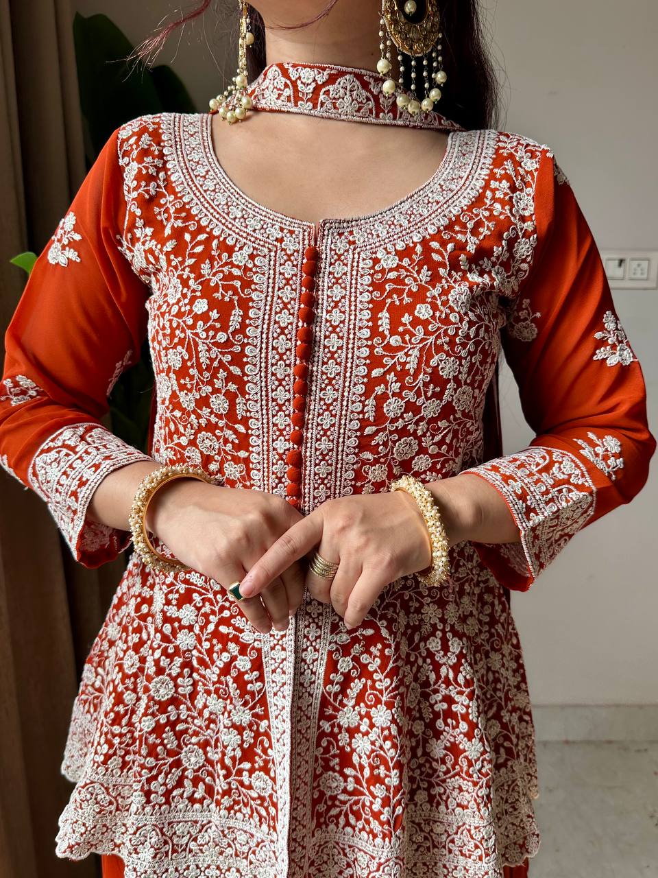 Modern Grace Georgette Embroidered Palazzo Set