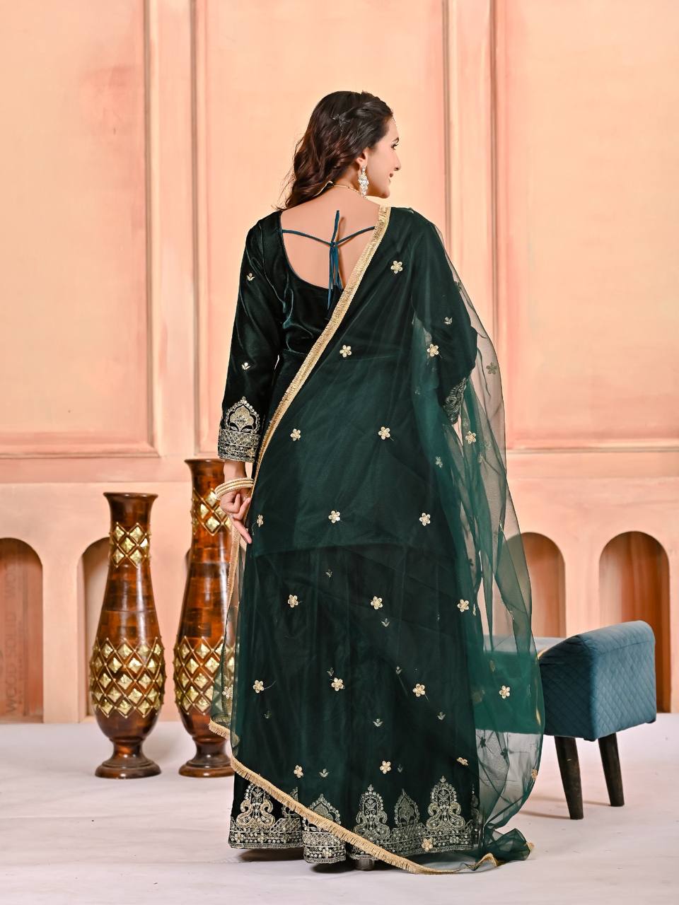 Velmira Velvet Sequence Sharara Set